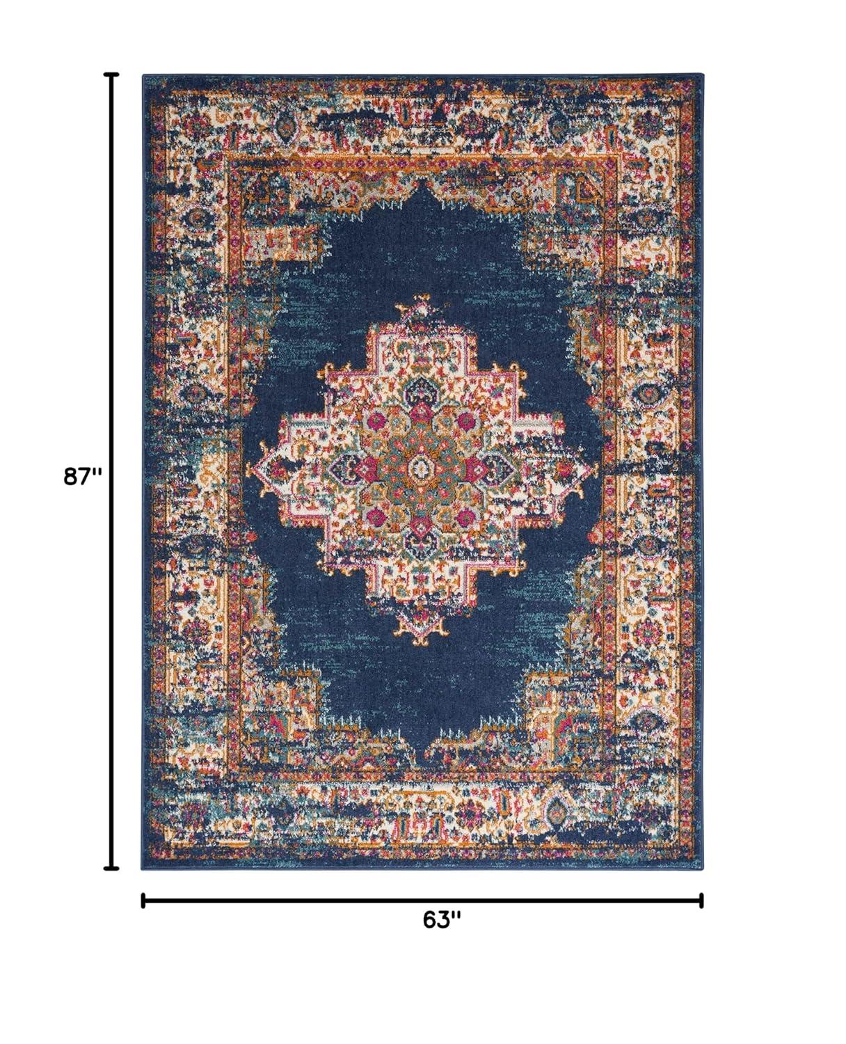 Nourison Passion Medallion Bohemian Indoor Rug Navy 5'3" x 7'3"