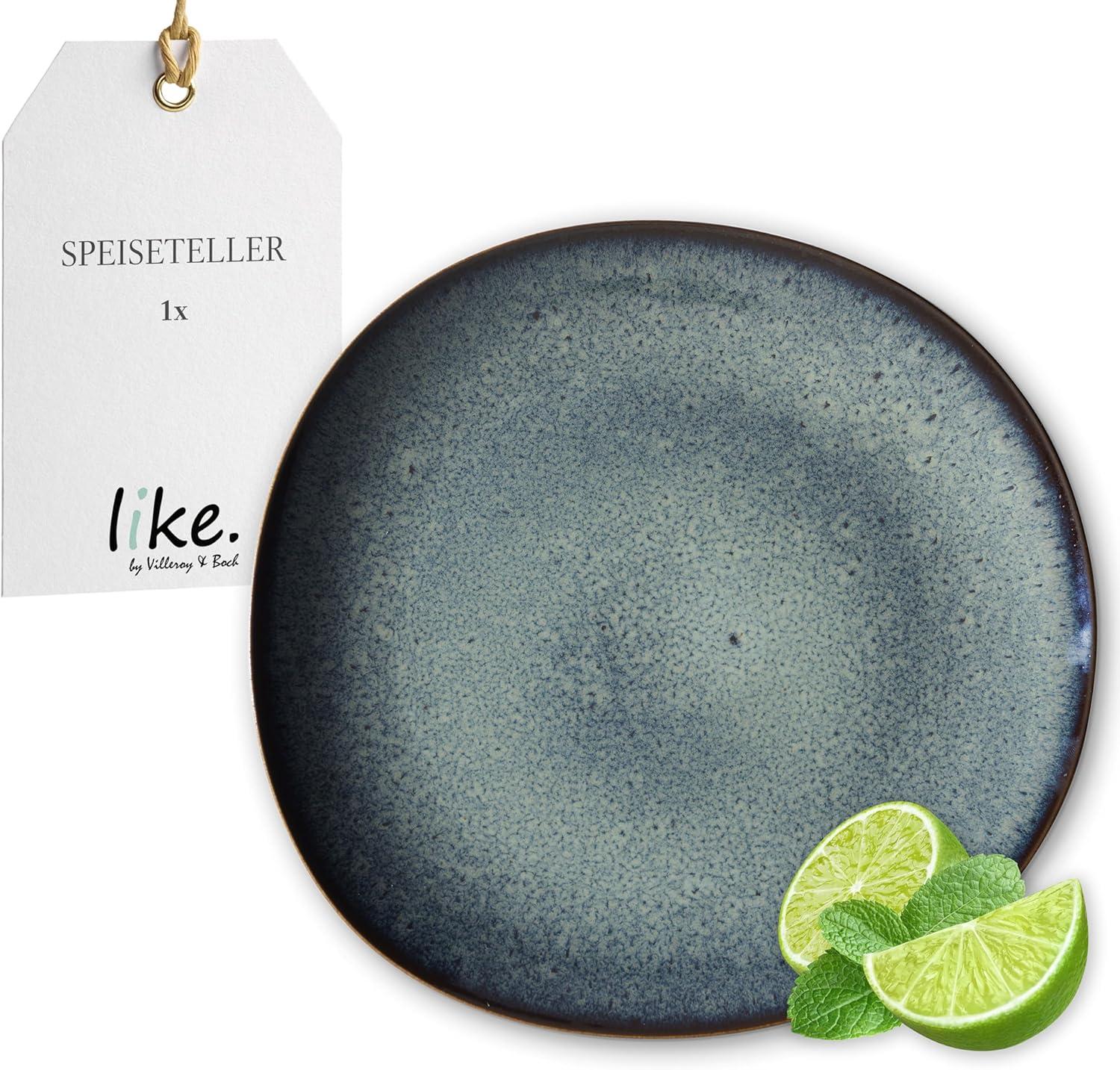 Gray Organic-Shape Ceramic Dinner Plate, Microwave-Safe