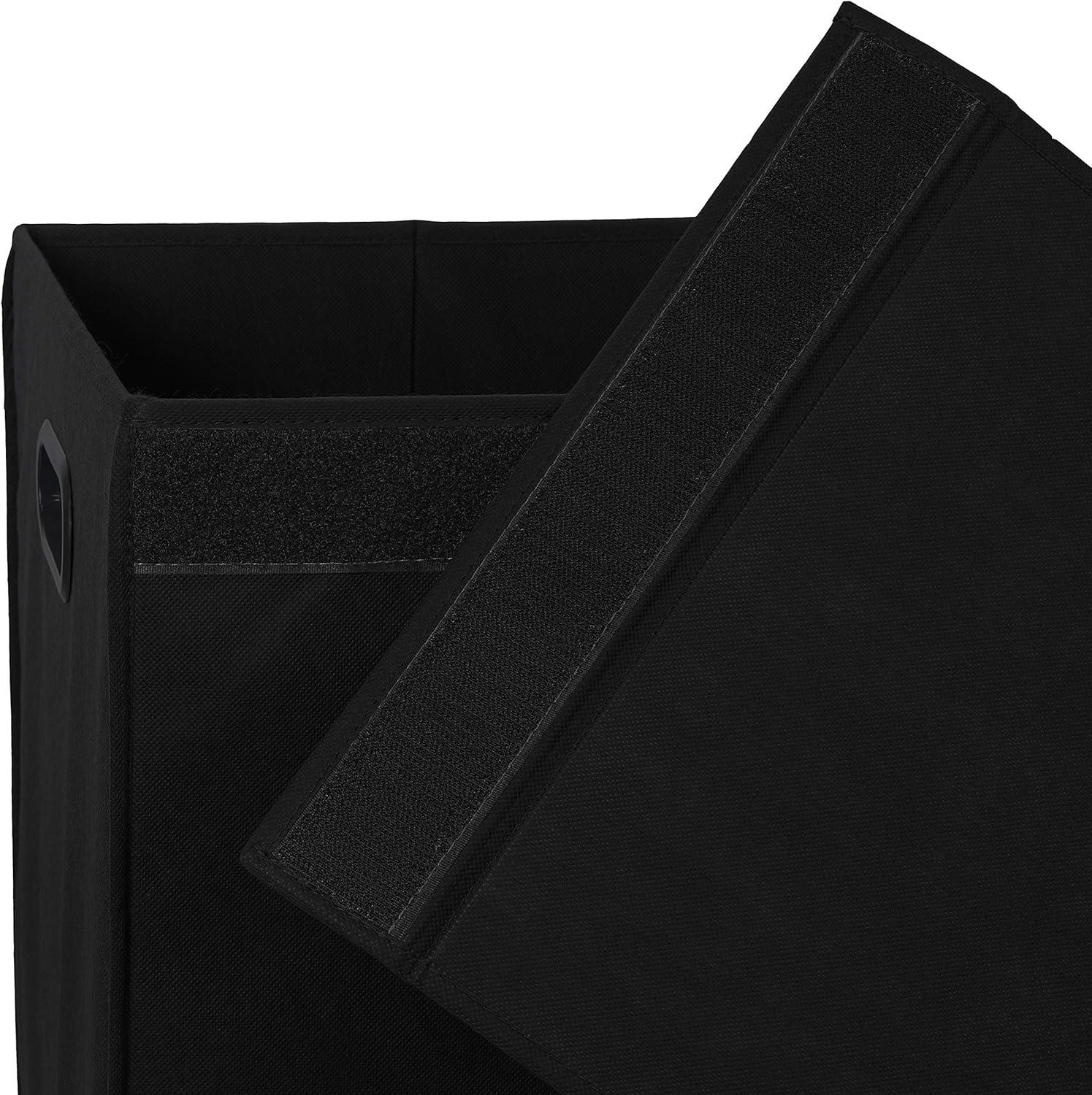 Black Foldable Laundry Hamper with Lid and Handles