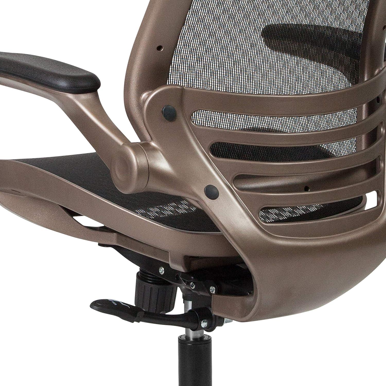 Flash Furniture Mid-Back Transparent Mesh Executive Swivel Office Chair with Flip-Up Arms