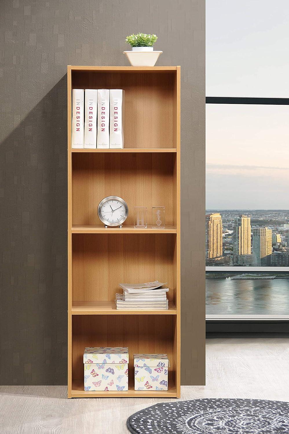 Hodedah 12 x 16 x 47 Inch 4 Shelf Bookcase and Office Organizer Solution for Living Room, Bedroom, Office, or Nursery