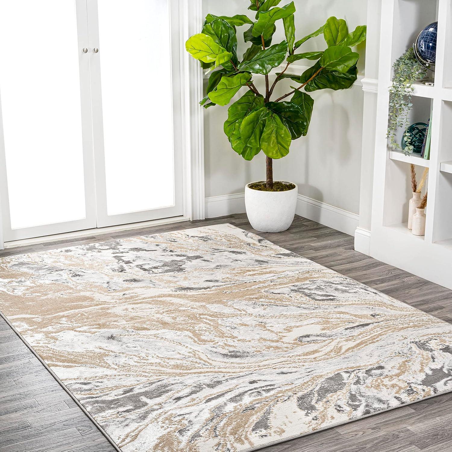 JONATHAN Y Swirl Marbled Abstract Beige/Ivory 8 ft. x 10 ft. Area Rug