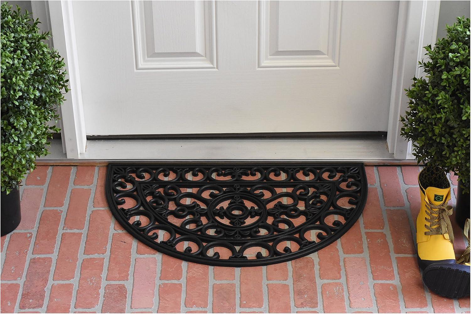 Aristotle Scroll 2-ft x 3-ft Black Rubber Outdoor Doormat