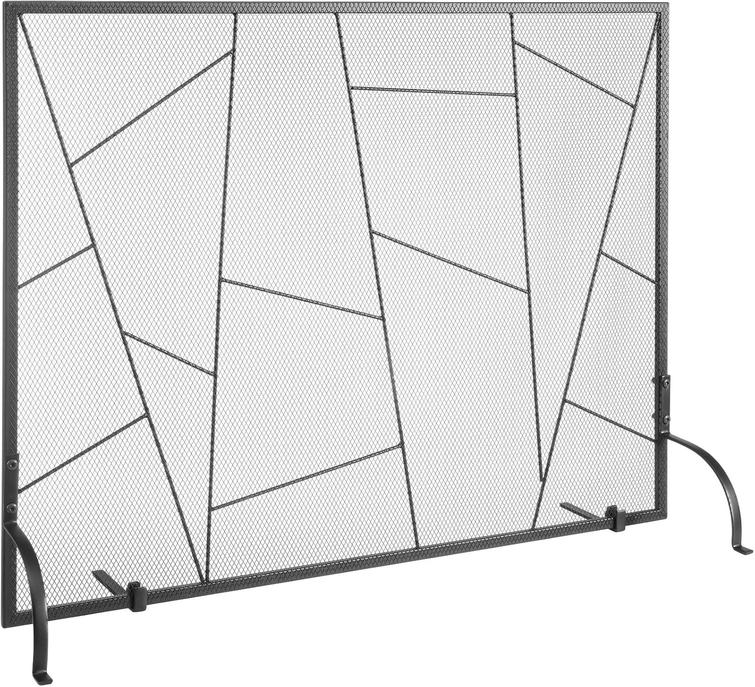 VEVOR Fireplace Screen Single Panel, Sturdy Iron Mesh Fireplace Screen, 35.6"(L) x28.4(H) Spark Guard Cover, Simple Installation, Free Standing Fire Fence Grate for Living Room Home Decor Modern