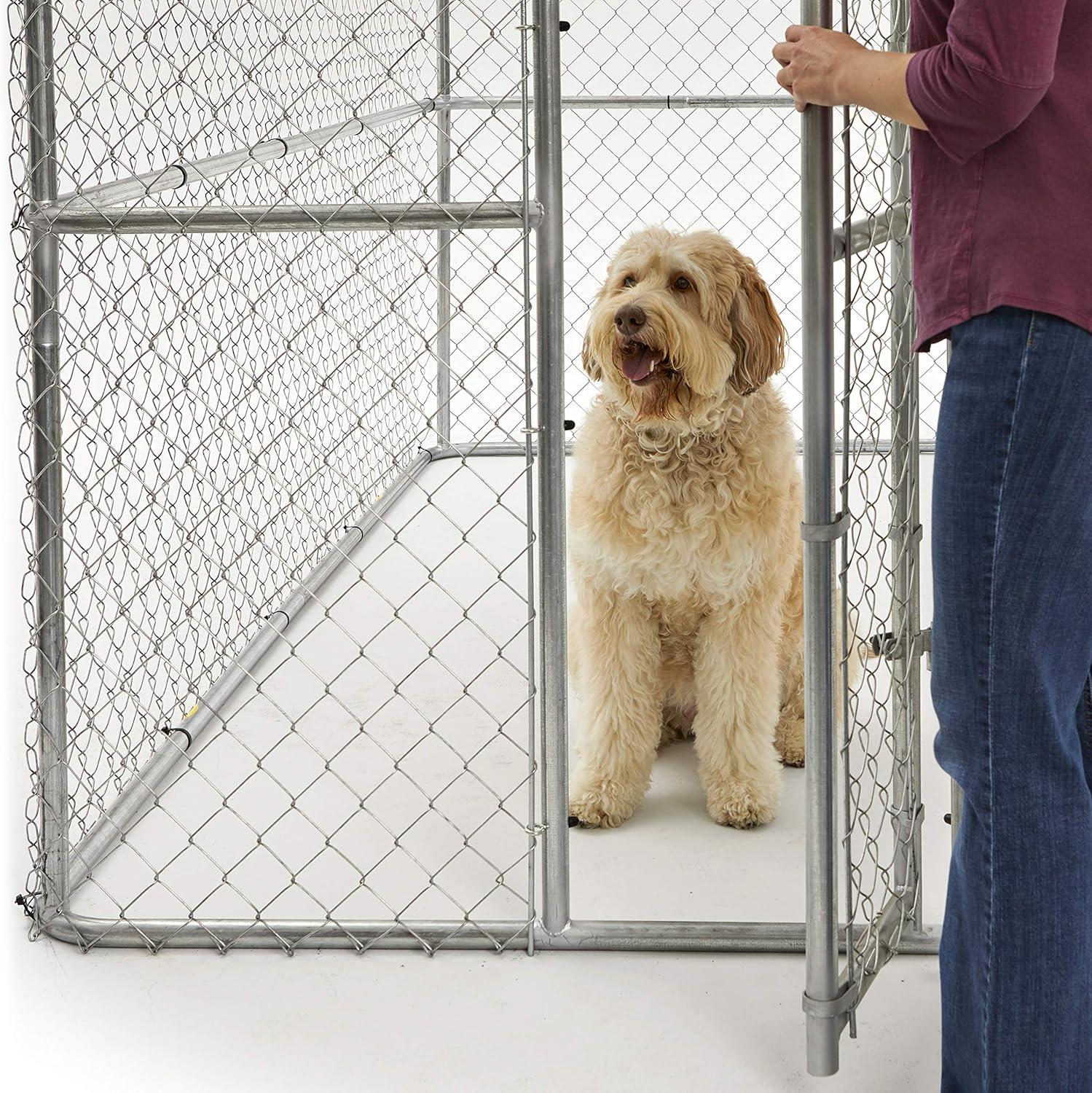 Chain Link Portable Outdoor Dog Kennel | Outdoor Dog Kennel Measures 6ft x 6ft x 4ft & Includes Sunscreen