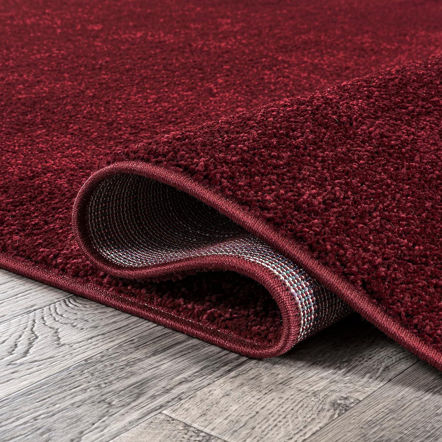 3'x5'Oval  Haze Solid Low-Pile, Dark Red - JONATHAN Y