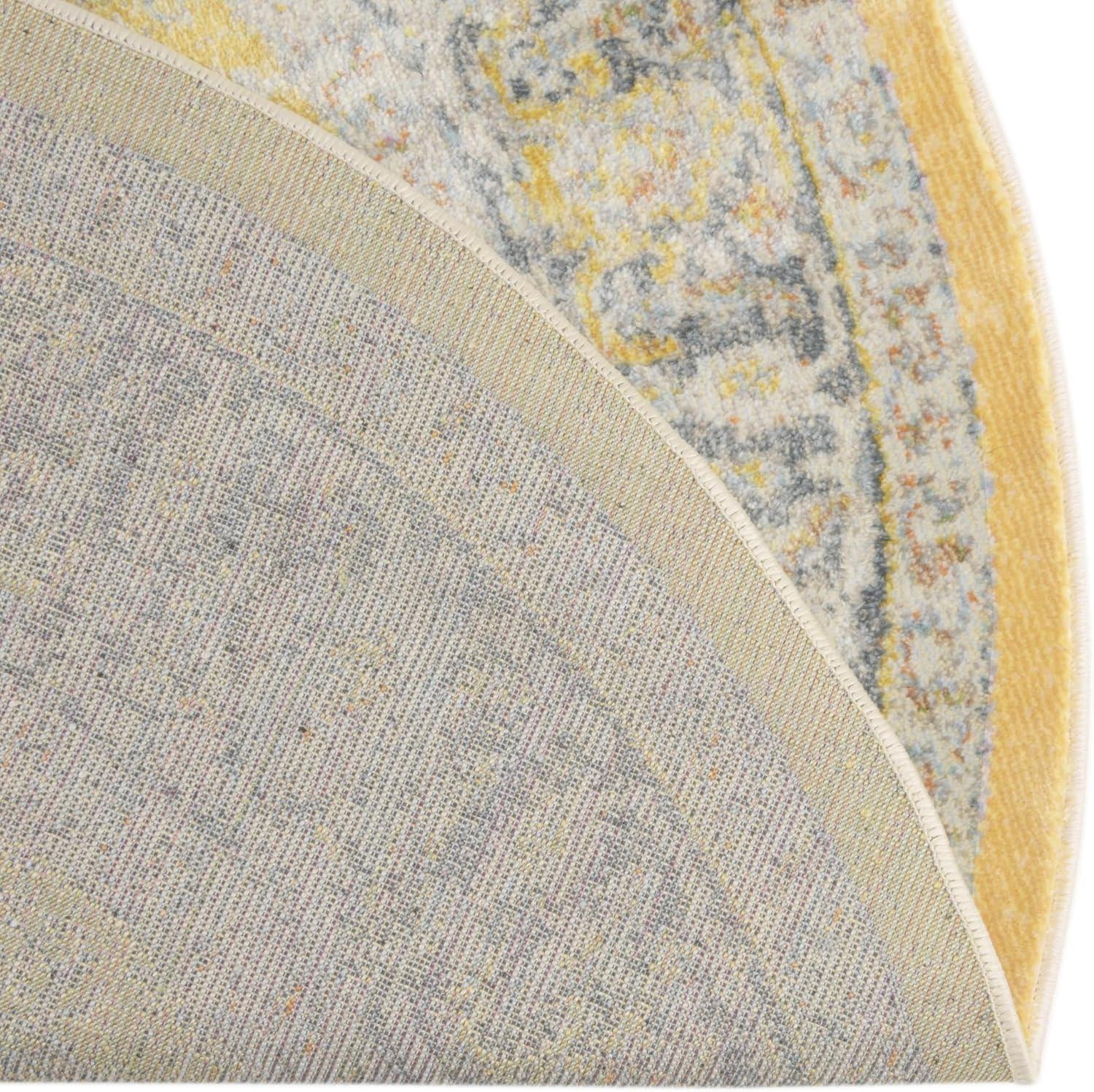 Unique Loom Baracoa Collection Area Rug - Prado (6'  Round Yellow/Ivory)
