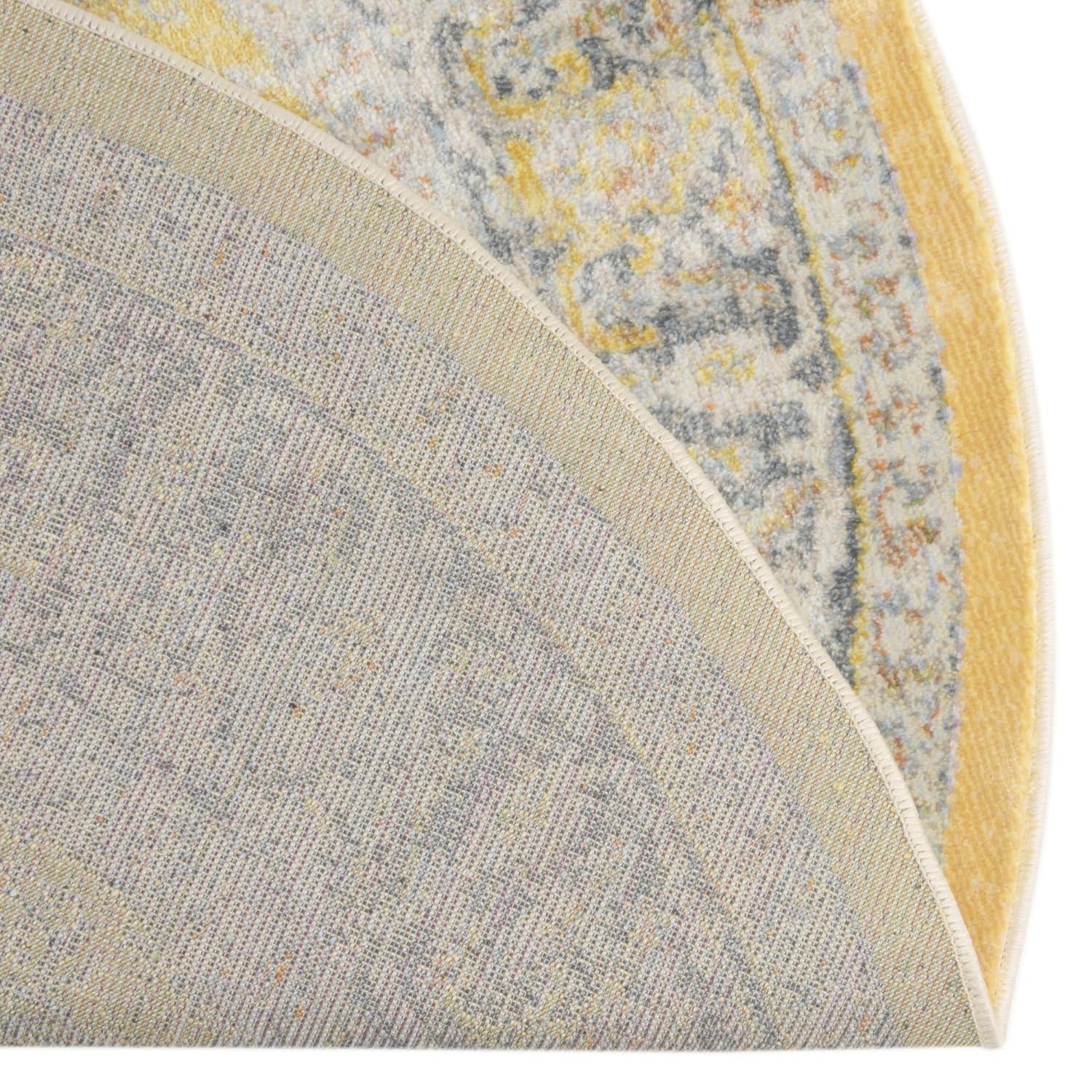 Unique Loom Baracoa Collection Area Rug - Prado (6'  Round Yellow/Ivory)