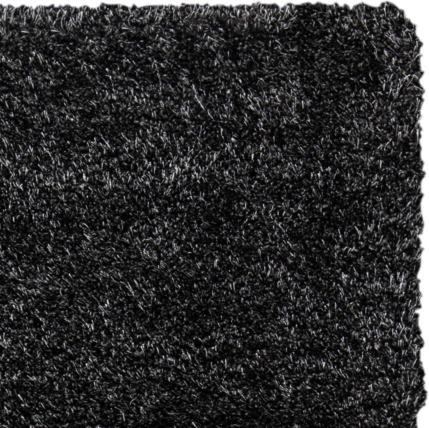 Brown Rectangular Shag Wool and Synthetic Rug