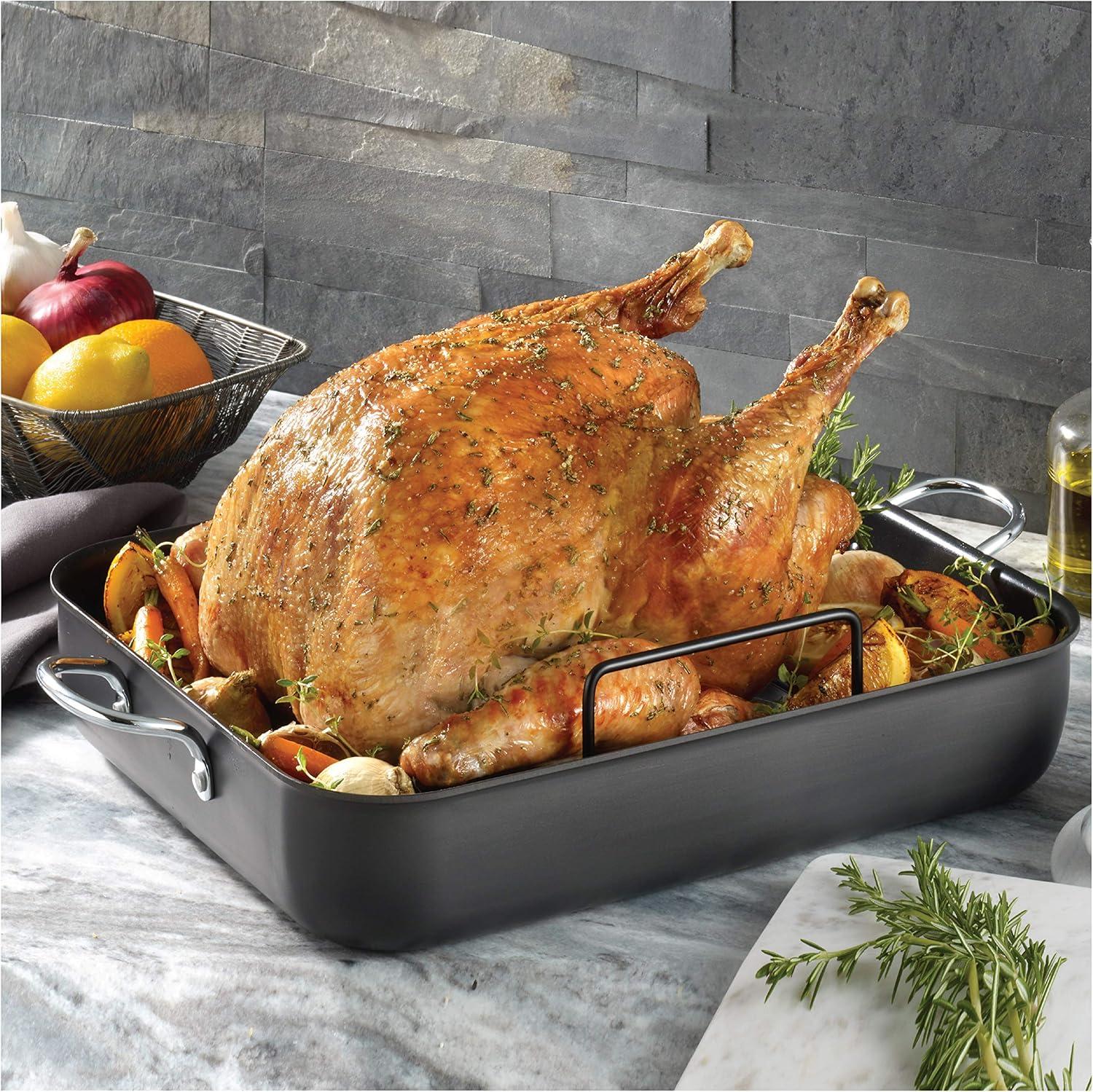 T-fal 14 in. Non-Stick Hard Anodized Aluminum Roasting Pan
