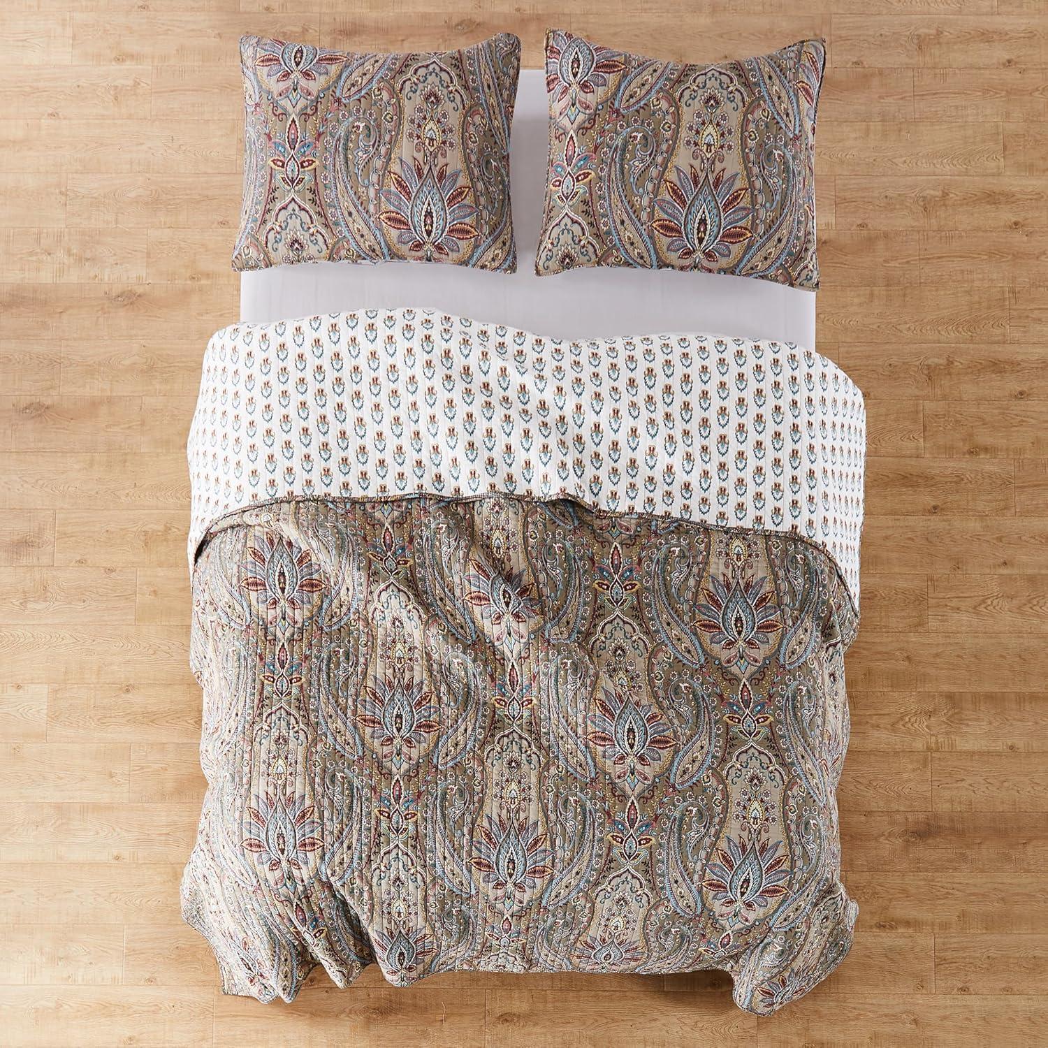 Kasey Paisley Quilt Set - Full/Queen Quilt and Two Standard Shams Brown - Levtex Home