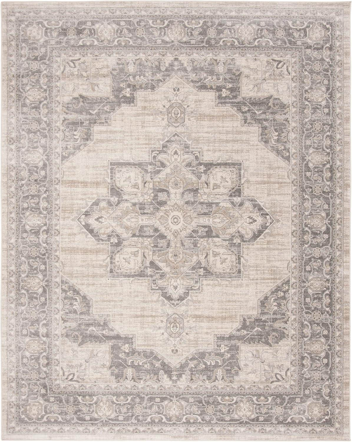 SAFAVIEH Brentwood Jameson Floral Bordered Area Rug, 12' x 15', Cream/Grey