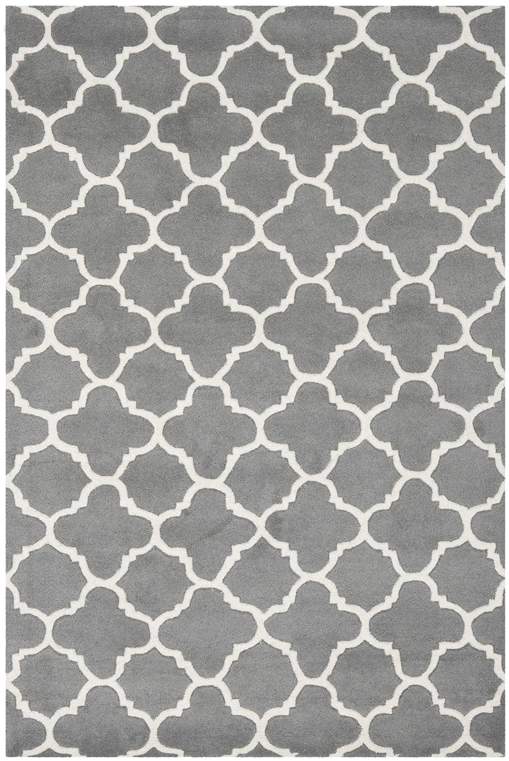 SAFAVIEH Chatham Jacob Geometric Wool Area Rug, Dark Grey/Ivory, 3' x 5'