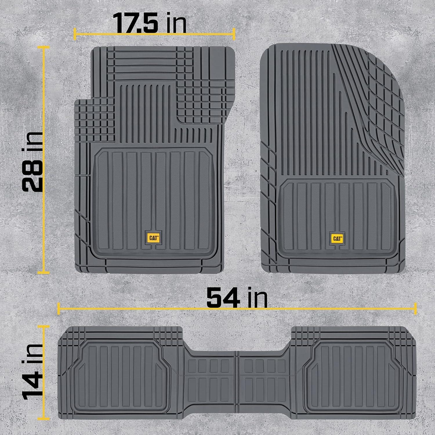 Cat® ToughLiner™ Rubber Car Floor Mats for Auto Truck SUV & Van, Full Custom Trim to Fit Liners, Advanced Performance Heavy Duty Odorless Car Mats, All Weather Protection, Gray