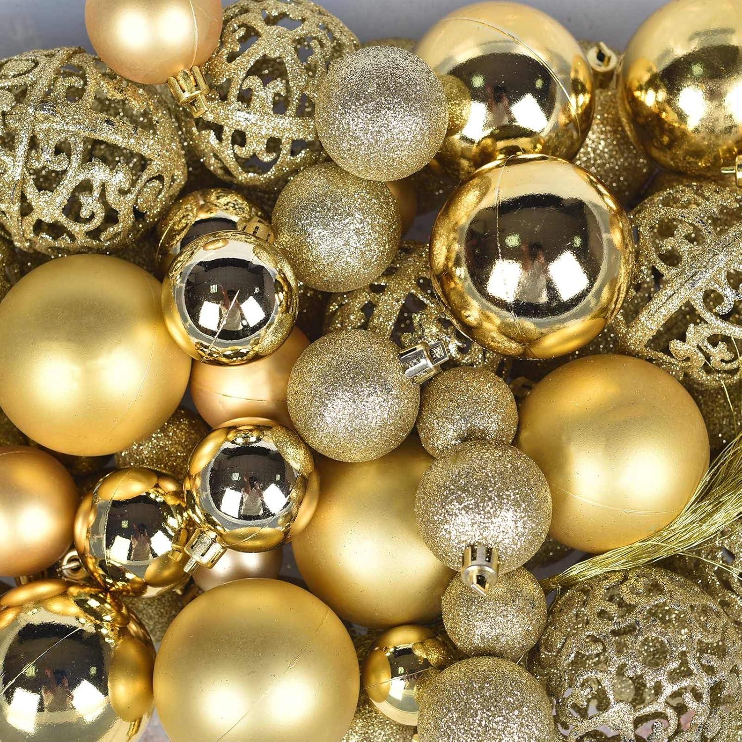 Zhourta 100PCS Christmas Balls Ornaments 1.18/1.57/2.36Inch Non Dusting Plating Ball Shatterproof Christmas Tree Decorations Hanging Ball for Holiday Wedding Party Decoration Clearance