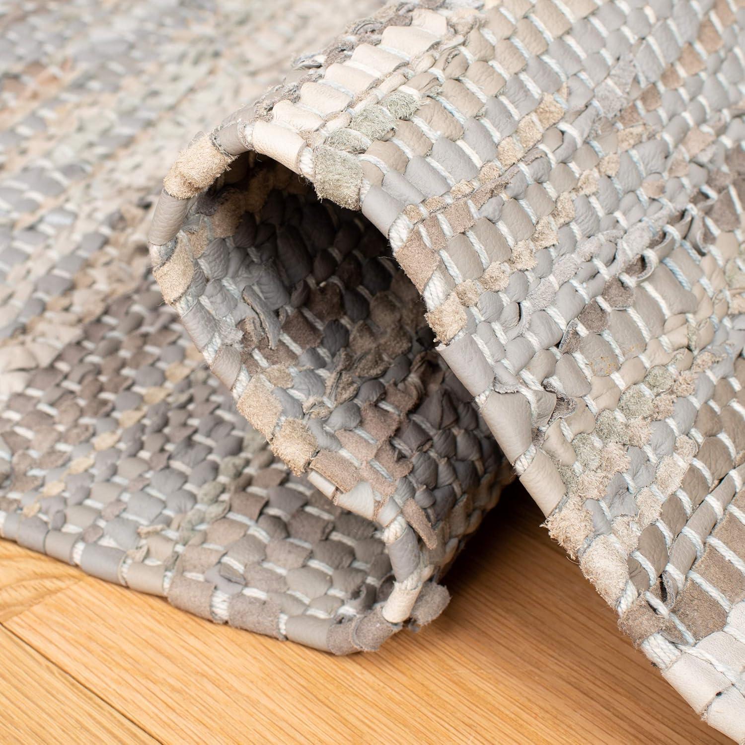 Vintage Leather VTL310 Hand Woven Indoor Accent Rug - Light Grey/Taupe - 2'x3' - Safavieh