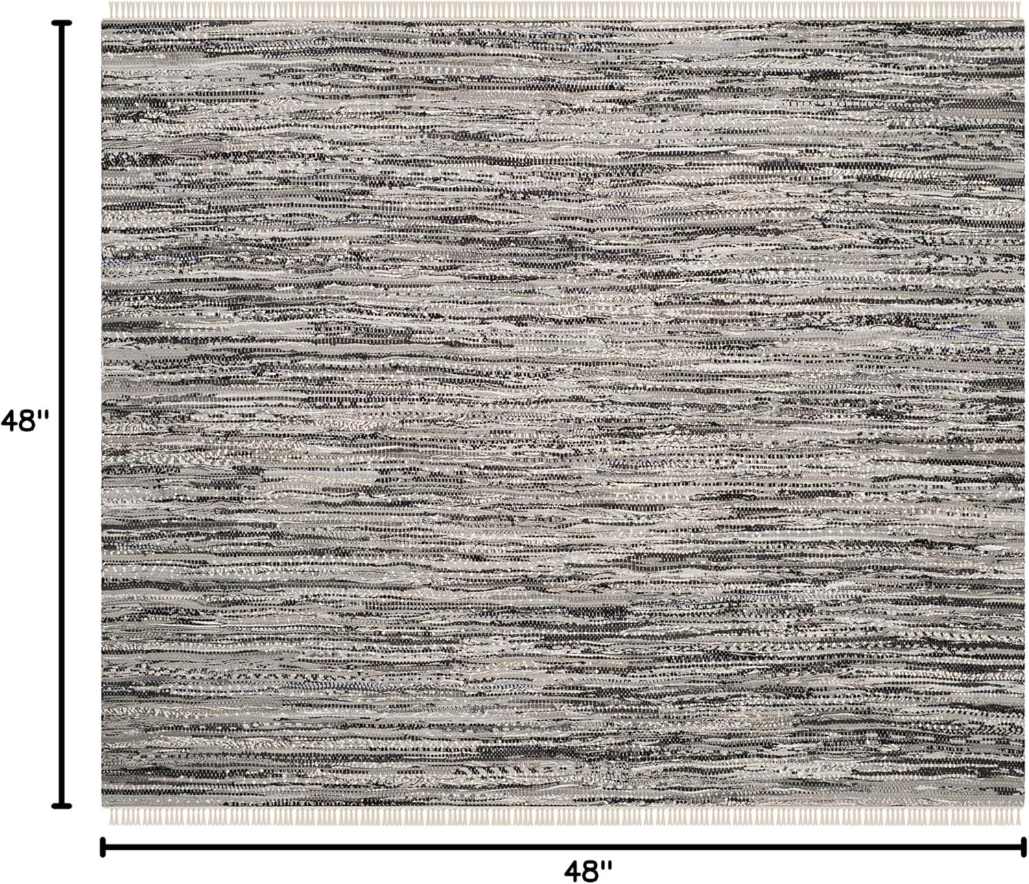 Rag Rug RAR128 Hand Woven Indoor Area Rug - Grey - 4'x4' - Safavieh.