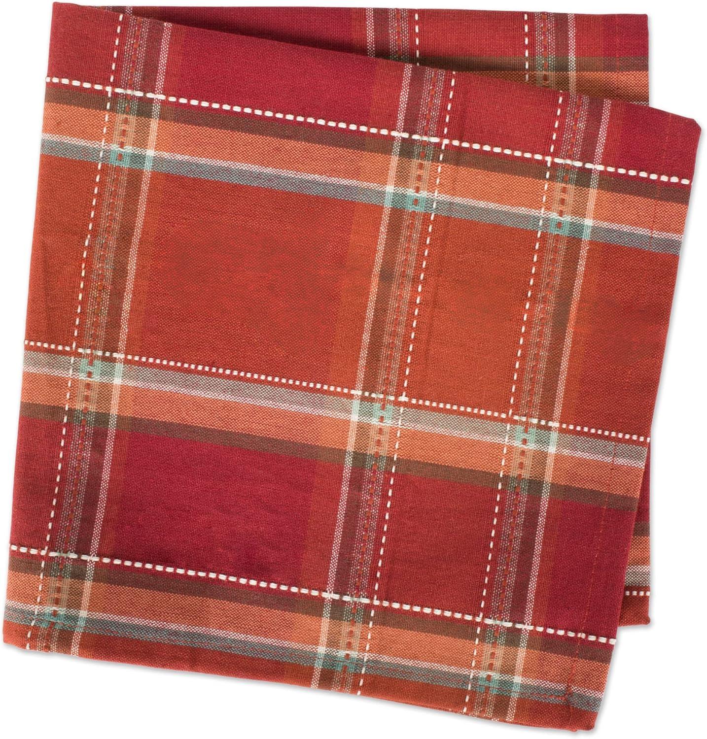 Autumn Spice Plaid Cotton Napkin Set - 20x20, 6 Piece