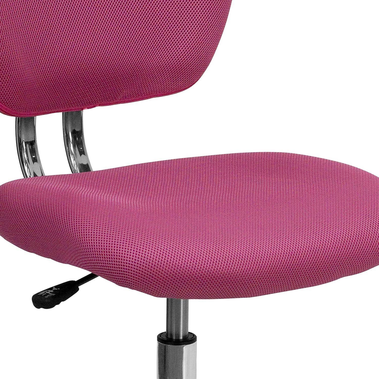Flash Furniture Mid-Back Pink Mesh Padded Swivel Task Office Chair with Chrome Base