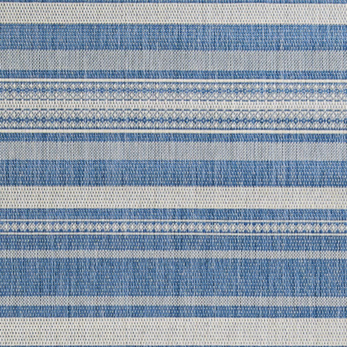 Champagne and Blue Striped 5' x 7' Flat Woven Area Rug