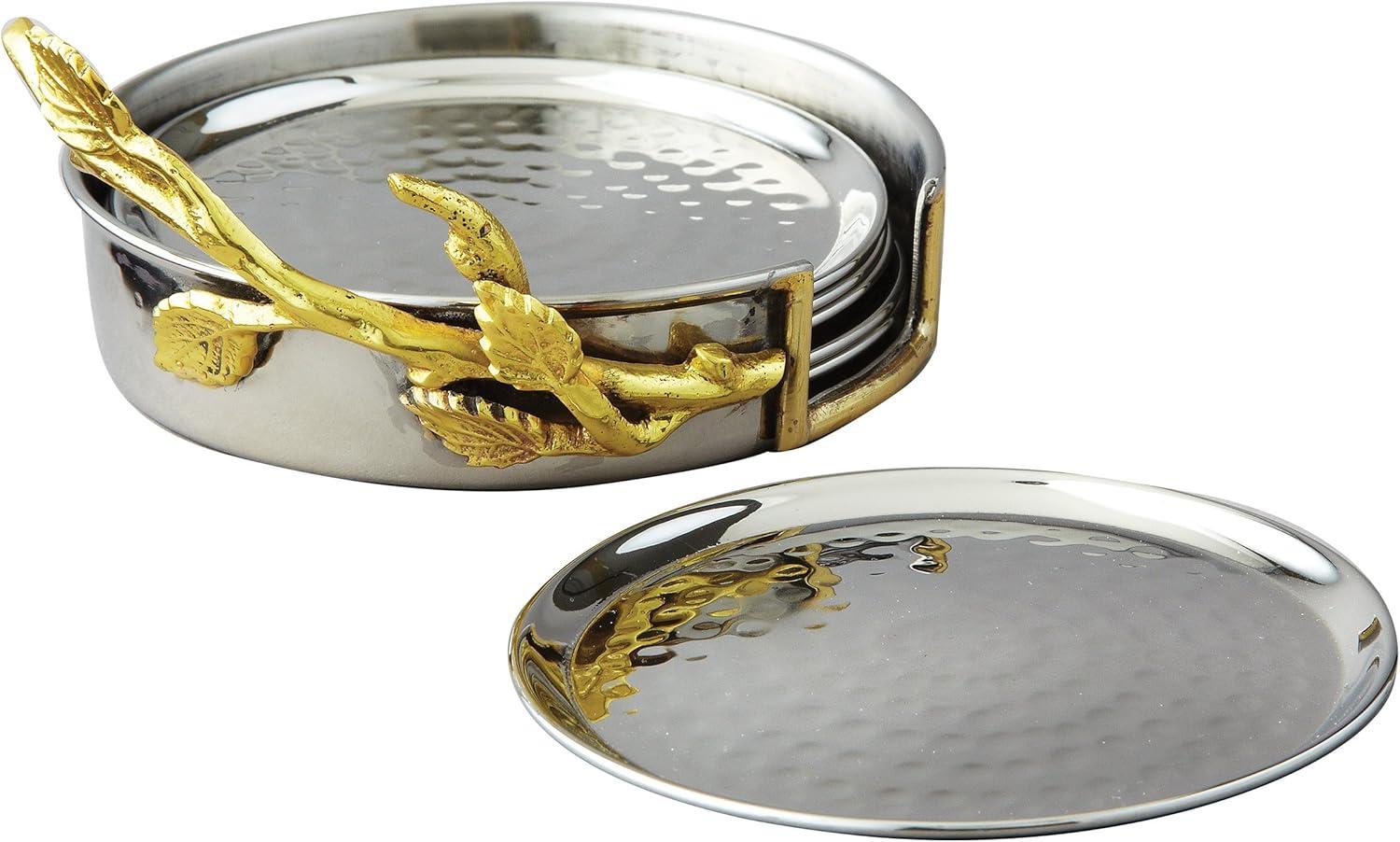 Stainless Steel Round 7 Piece Coaster Set (Set of 7)