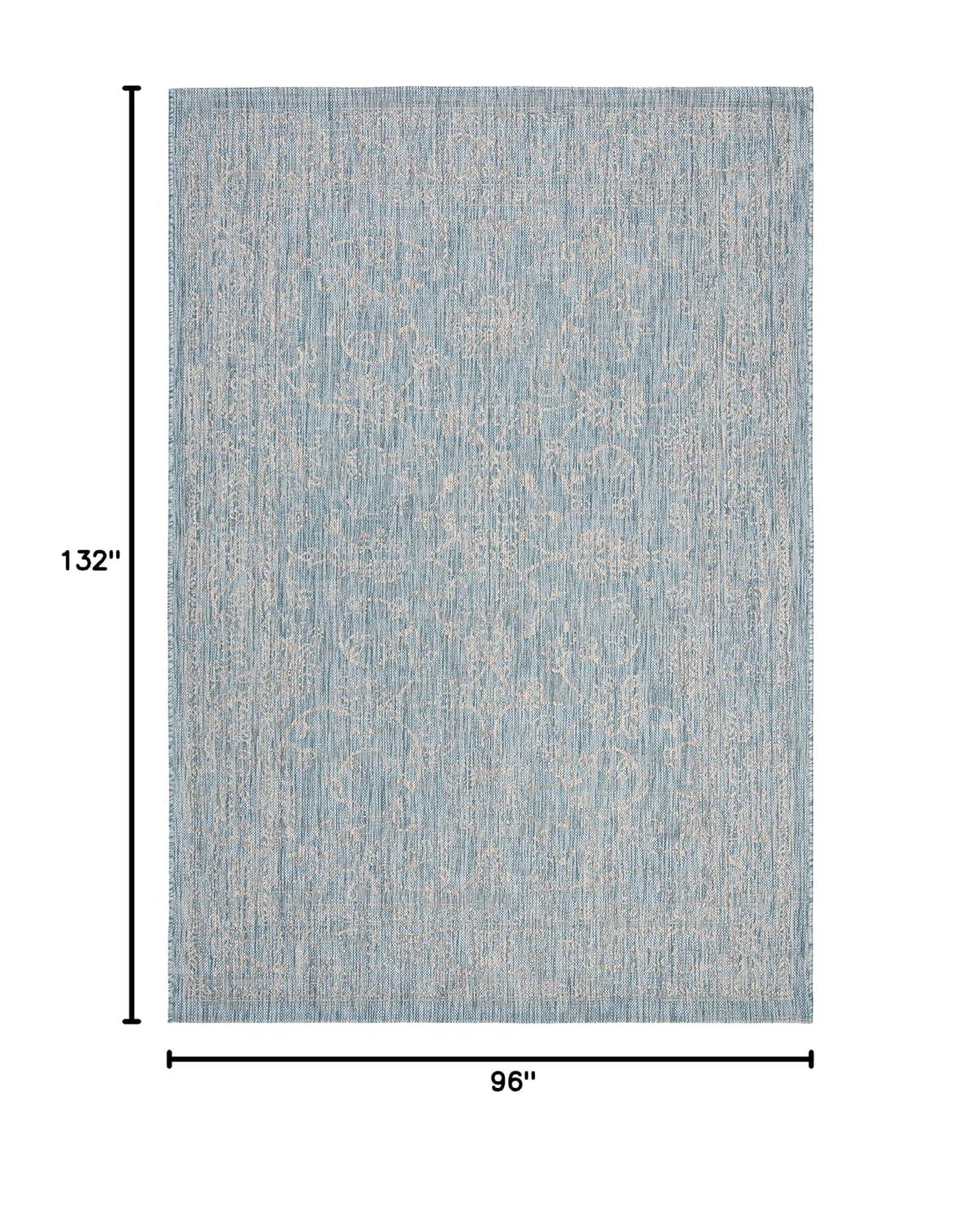 Courtyard CY8680 Power Loomed Indoor and Outdoor Area Rug - Aqua/Grey - 8'x11' - Safavieh
