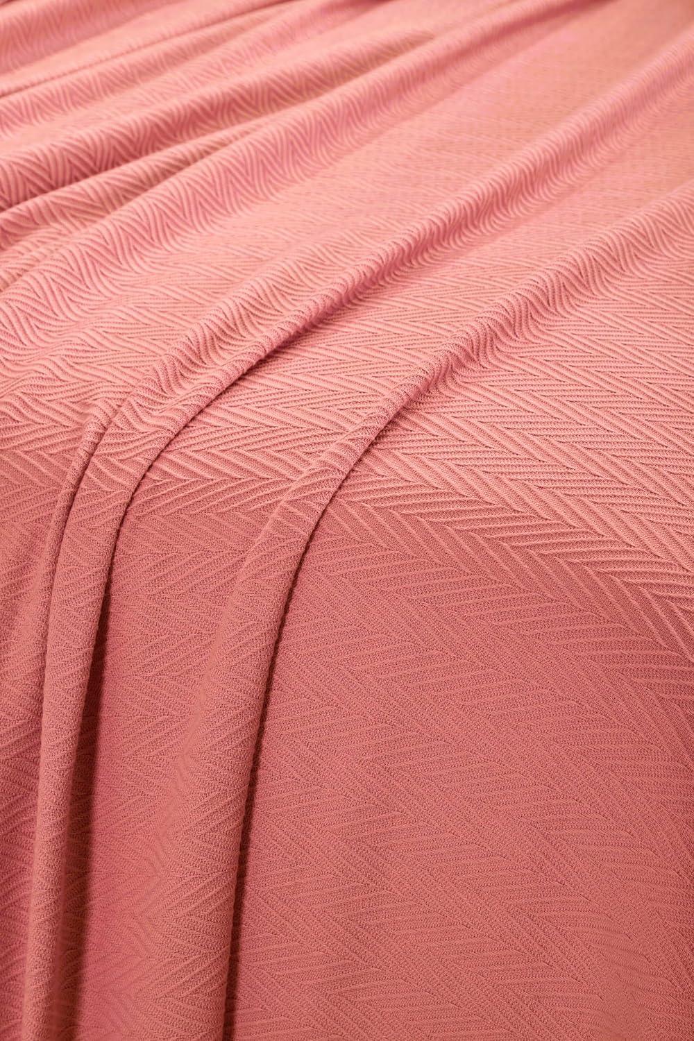 Superior Dobbyweave Knit Cotton Blanket, All Season Bed Blanket, Full/Queen 88" x 100", Coral