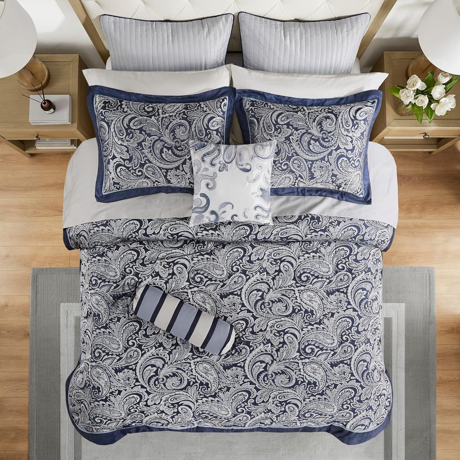 Madison Park Aubrey 12 Piece Comforter Set with Cotton Bed Sheets