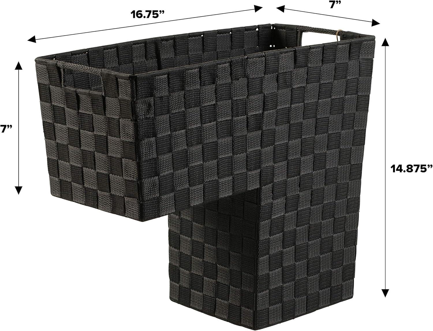 Black Nylon-Woven Stair Step Basket with Handle