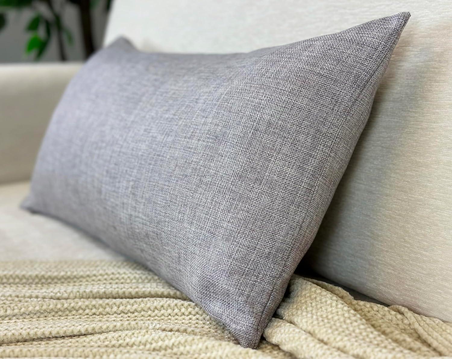 Light Grey Rectangular Polyester Lumbar Pillow Cover