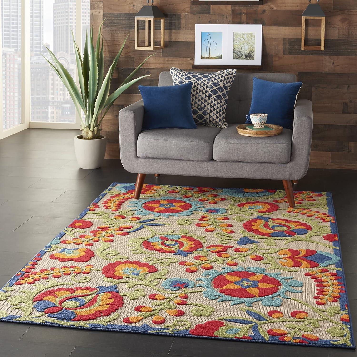 Nourison Aloha Floral Textured Outdoor Area Rug