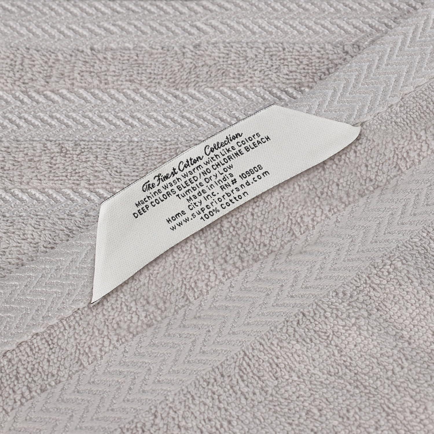 Superior Hays Cotton Plush Soft 3 Piece Towel Set, Platinum