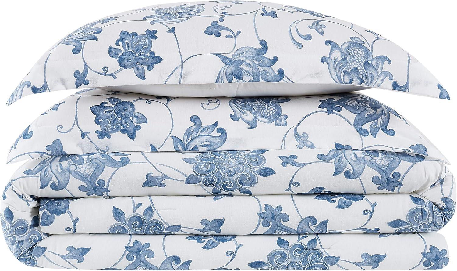 King Blue and White Cotton Comforter Set