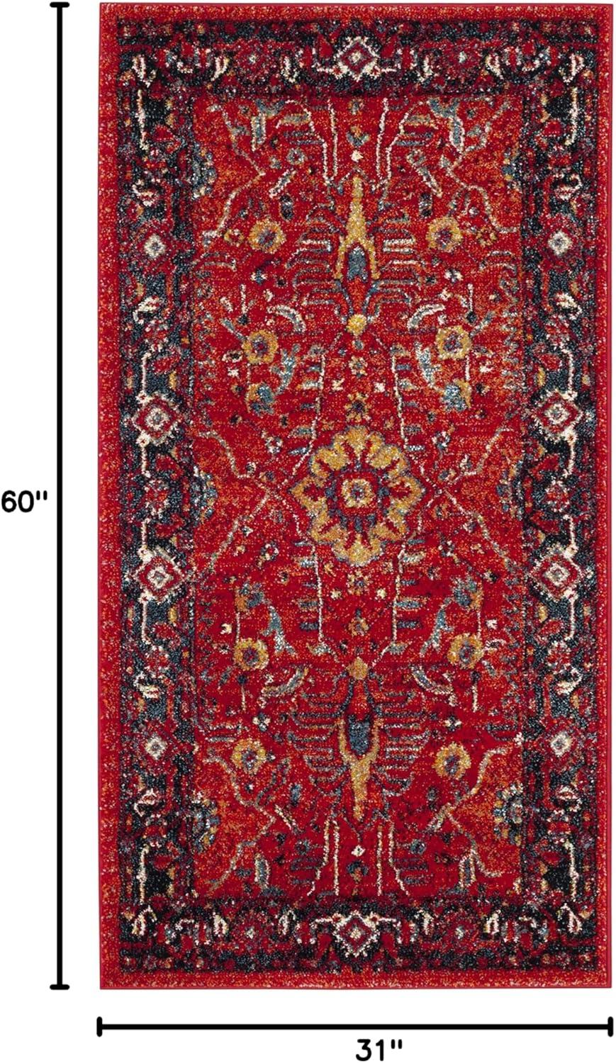 Vintage Hamadan VTH220 Power Loomed Indoor Area Rug - Orange/Navy - 8'x10' - Safavieh