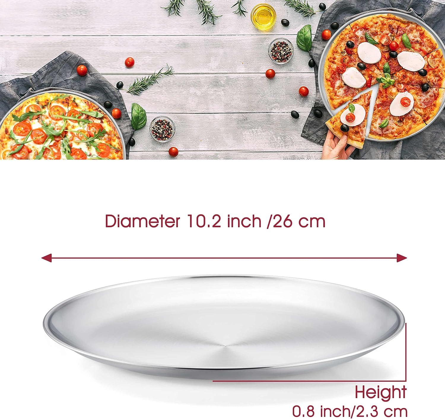 Soro Essentials- Set of 2 Aluminum 10” Coupe Style Pizza Trays- Pizza Baking Pan Pizza Tray Pizza Pan Round Pizza Baking Sheet Oven Tray Pizza Crisper Pan Healthy Pizza Cooking Pan for Oven