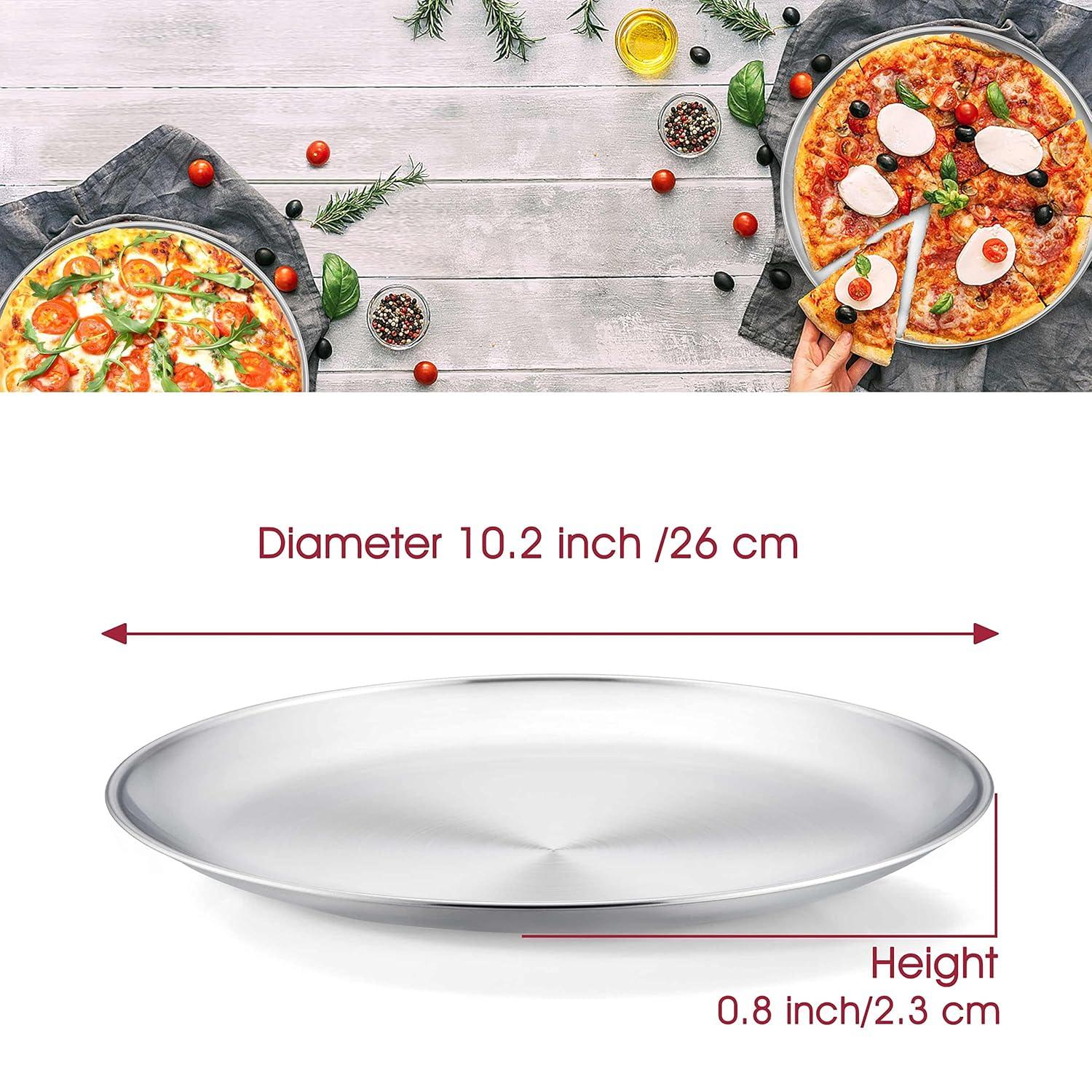 Soro Essentials- Set of 2 Aluminum 10” Coupe Style Pizza Trays- Pizza Baking Pan Pizza Tray Pizza Pan Round Pizza Baking Sheet Oven Tray Pizza Crisper Pan Healthy Pizza Cooking Pan for Oven
