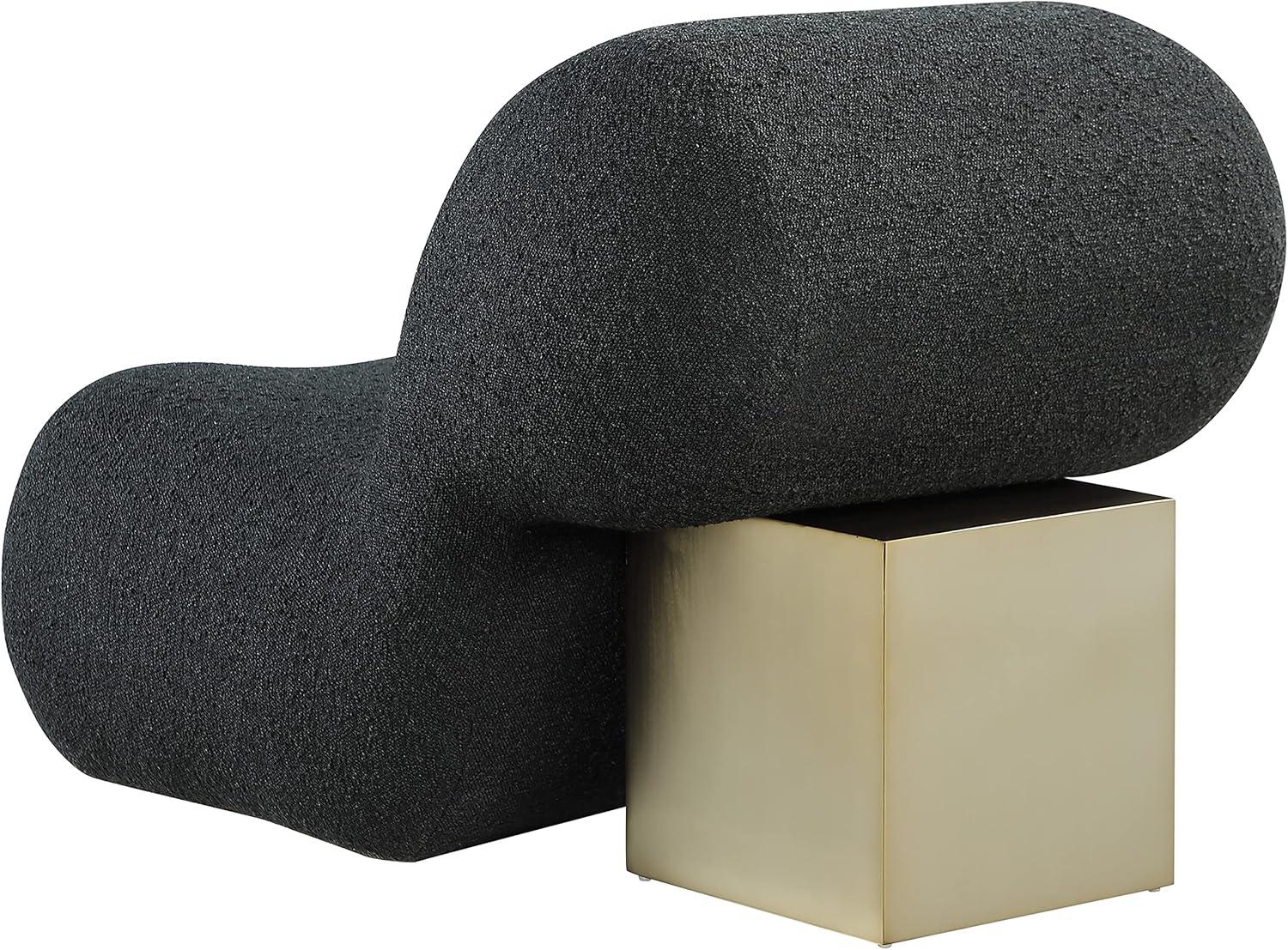 Quadra Contemporary Black Boucle Fabric Accent Chair with Metal Frame