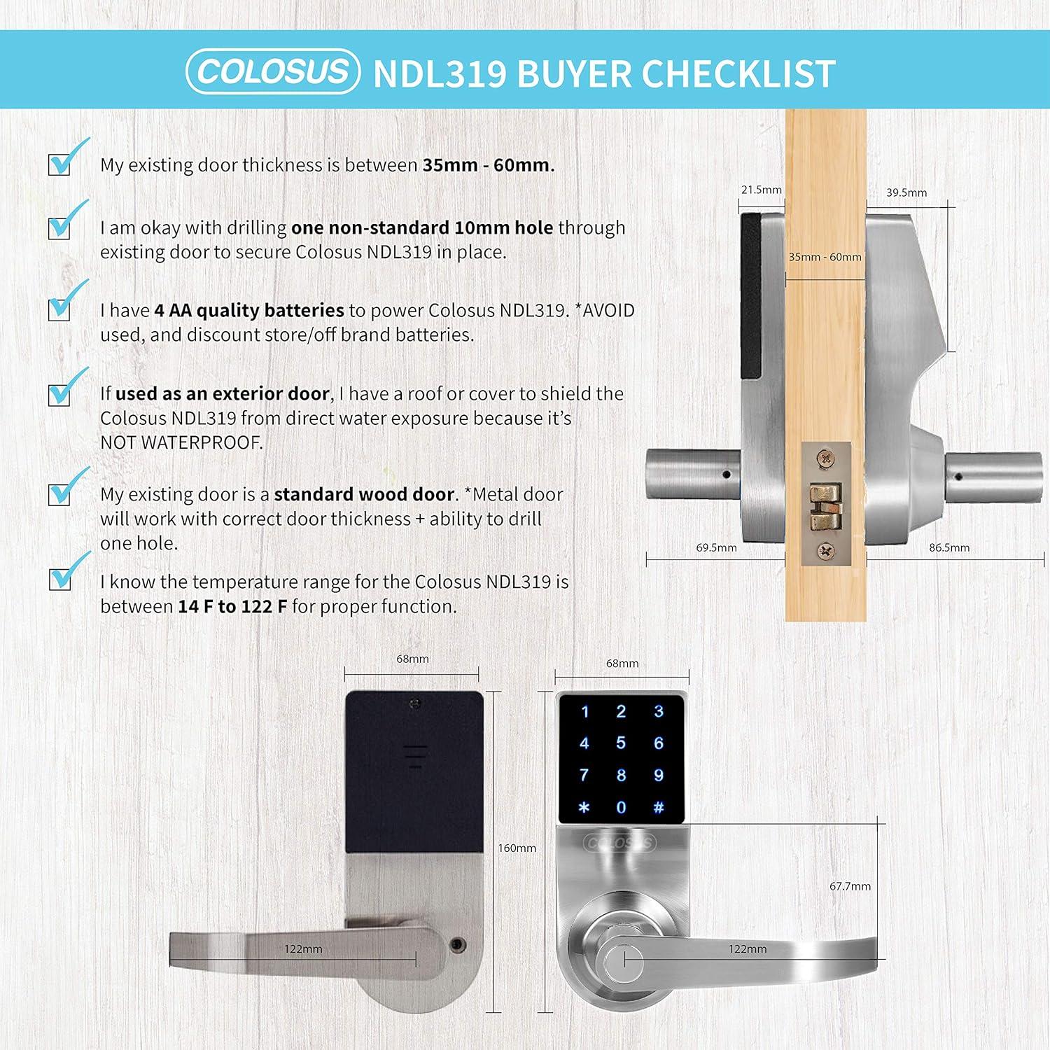 Smart door Lock Keyless Electronic Door Lock, Touchscreen with Key Fobs and Remote (Silver)