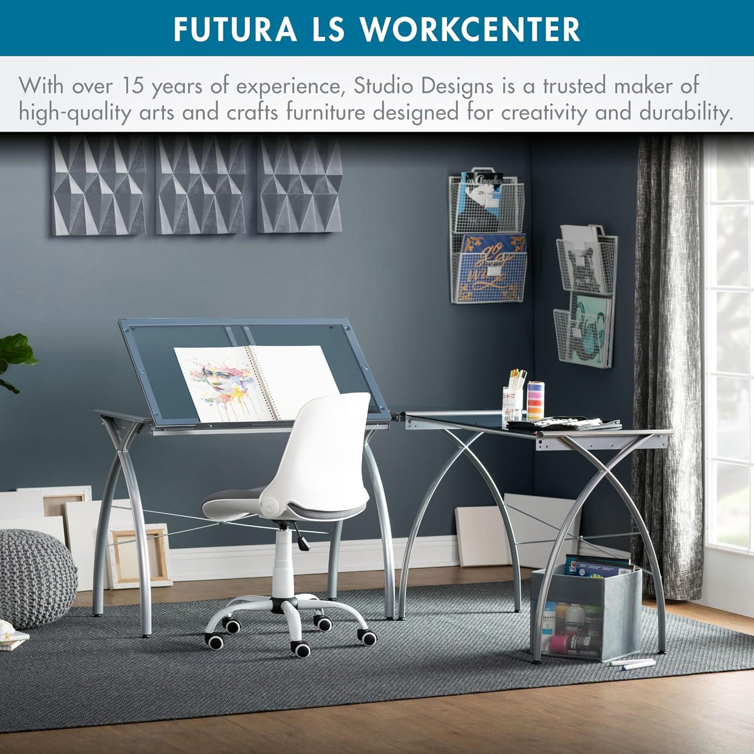 Inbox Zero Courson L-Shaped Glass Top Drafting Table
