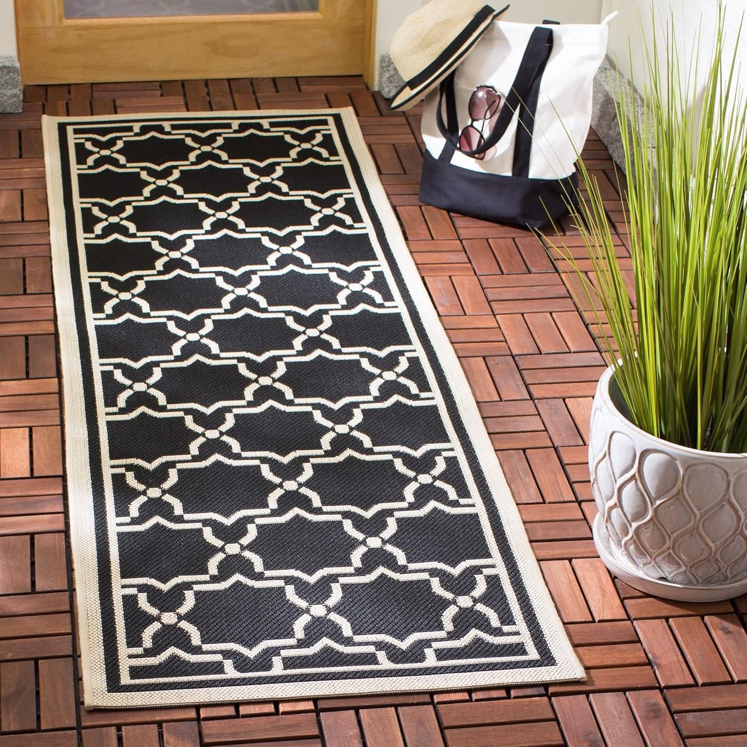 Courtyard CY6916 Power Loomed Indoor and Outdoor Area Rug - Red/Bone - 6'7"x6'7" - Safavieh