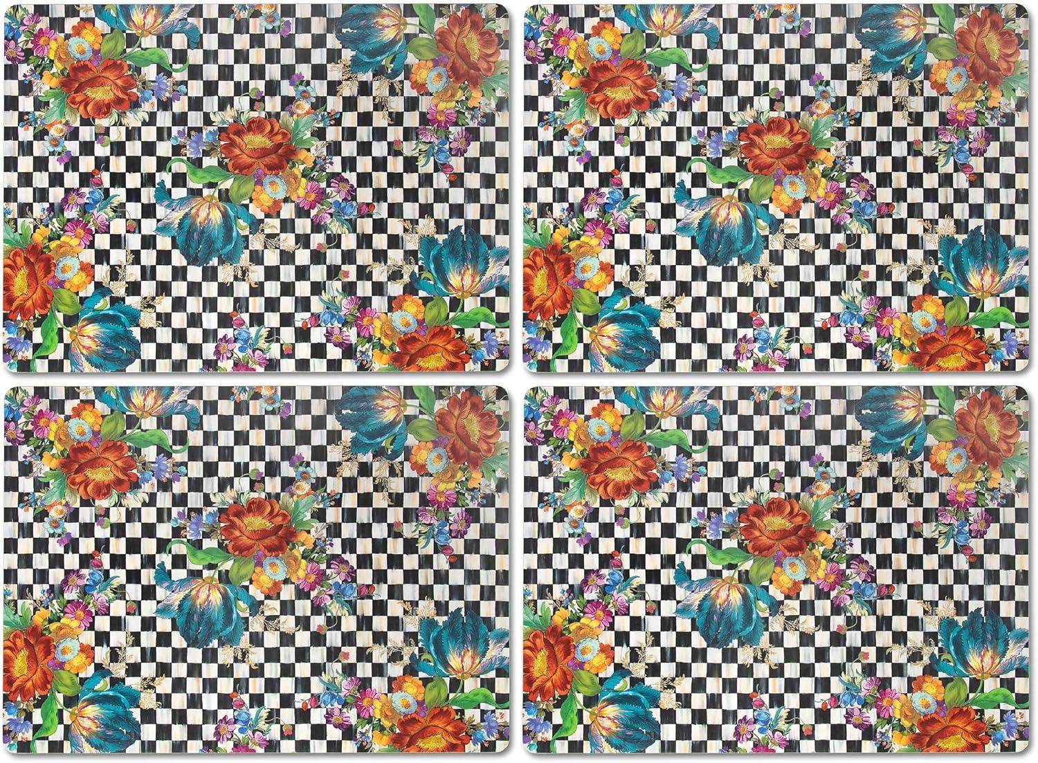 Courtly Flower Market Cork-Back Hardboard Placemats Set of 4