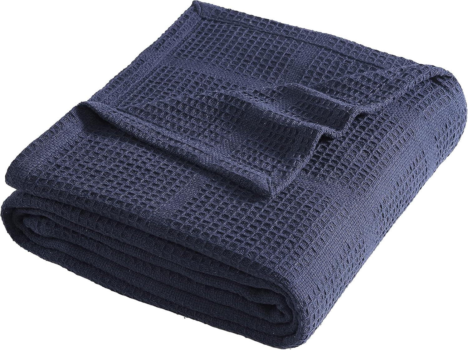 Kenneth Cole Waffle Grid Solid Cotton Blanket