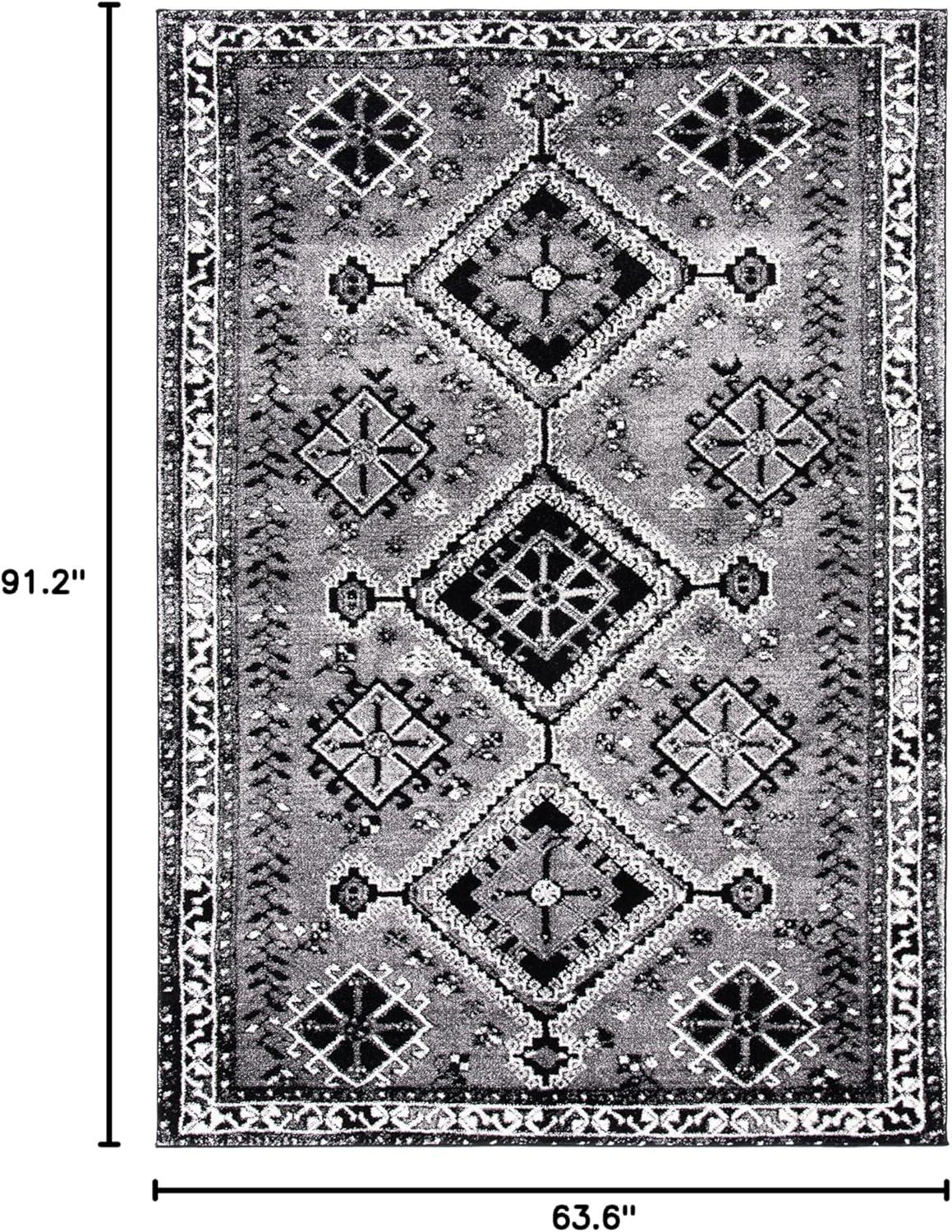 Vintage Hamadan VTH293 Power Loomed Area Rug - Grey/Black - 5'3"x7'6" - Safavieh.