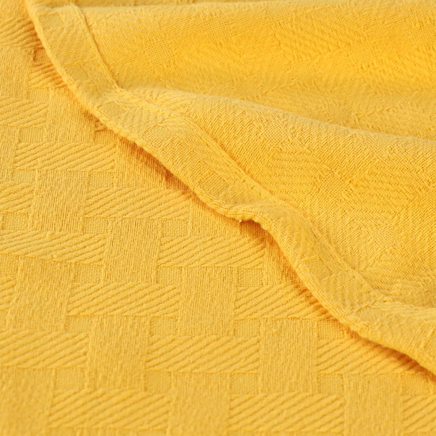 Superior Basketweave All-Season Cotton Blanket, King, Gold