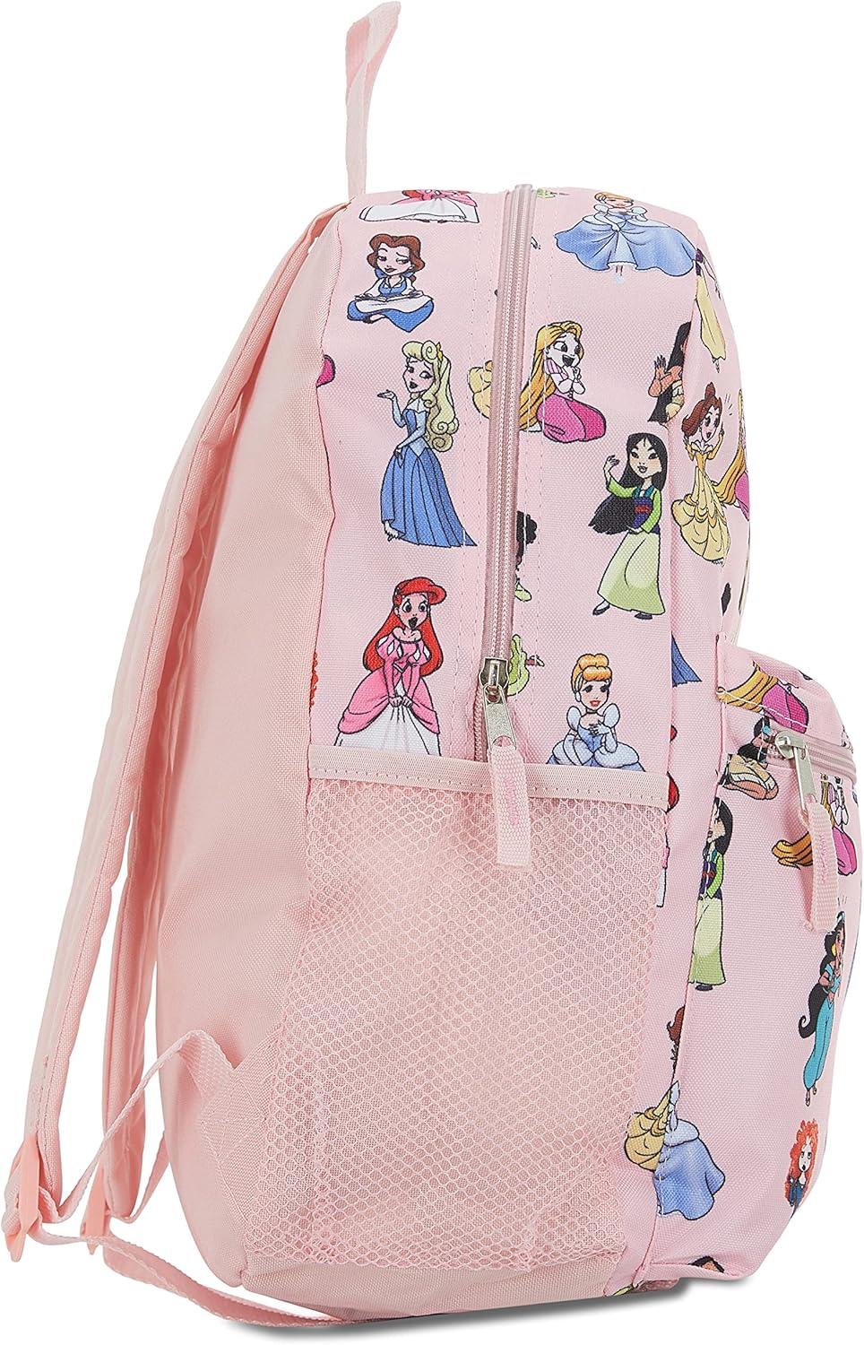 Disney Princess Girl's All Over Print 16" Backpack-Pink