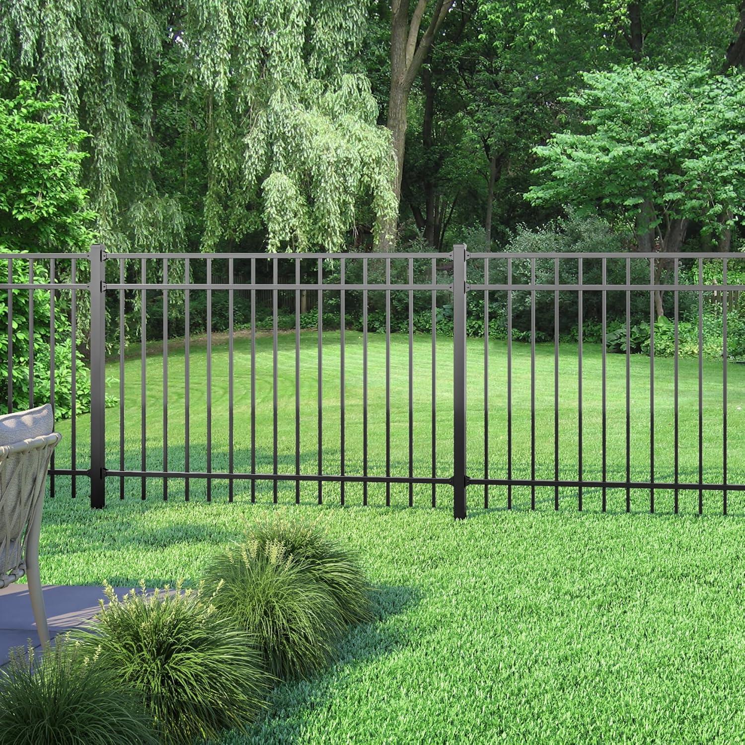 Deckorators 2 in. x 2 in. x 84 in. Aluminum Fence Post Kit, Textured Black