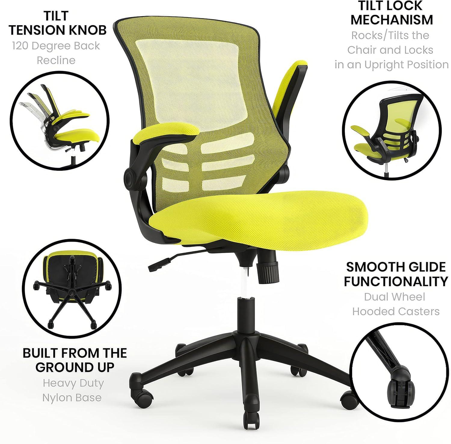 Flash Furniture Mid-Back Mesh Swivel Ergonomic Task Office Chair with Flip-Up Arms