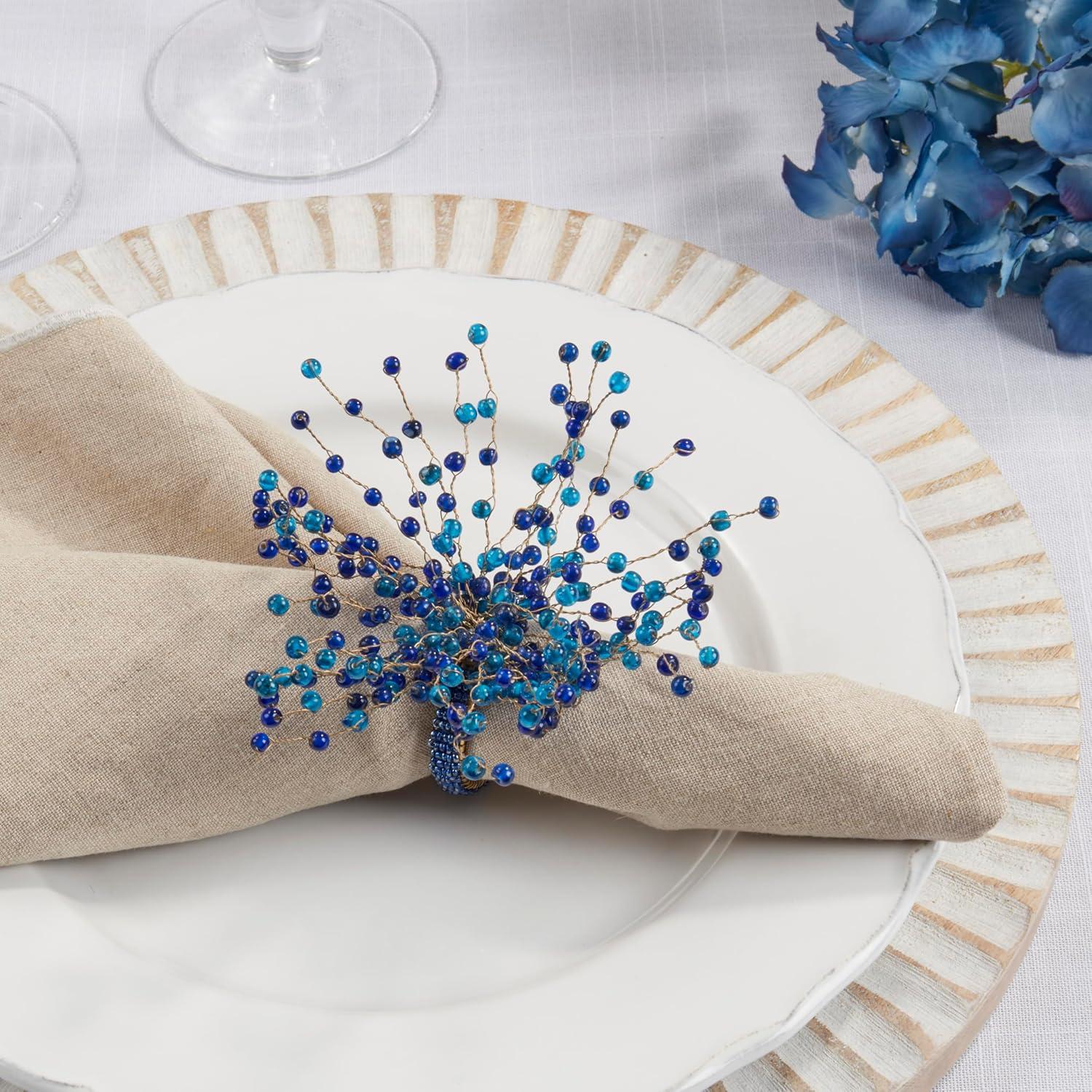 Saro Lifestyle Beaded Burst Spray Napkin Ring (Set of 4)