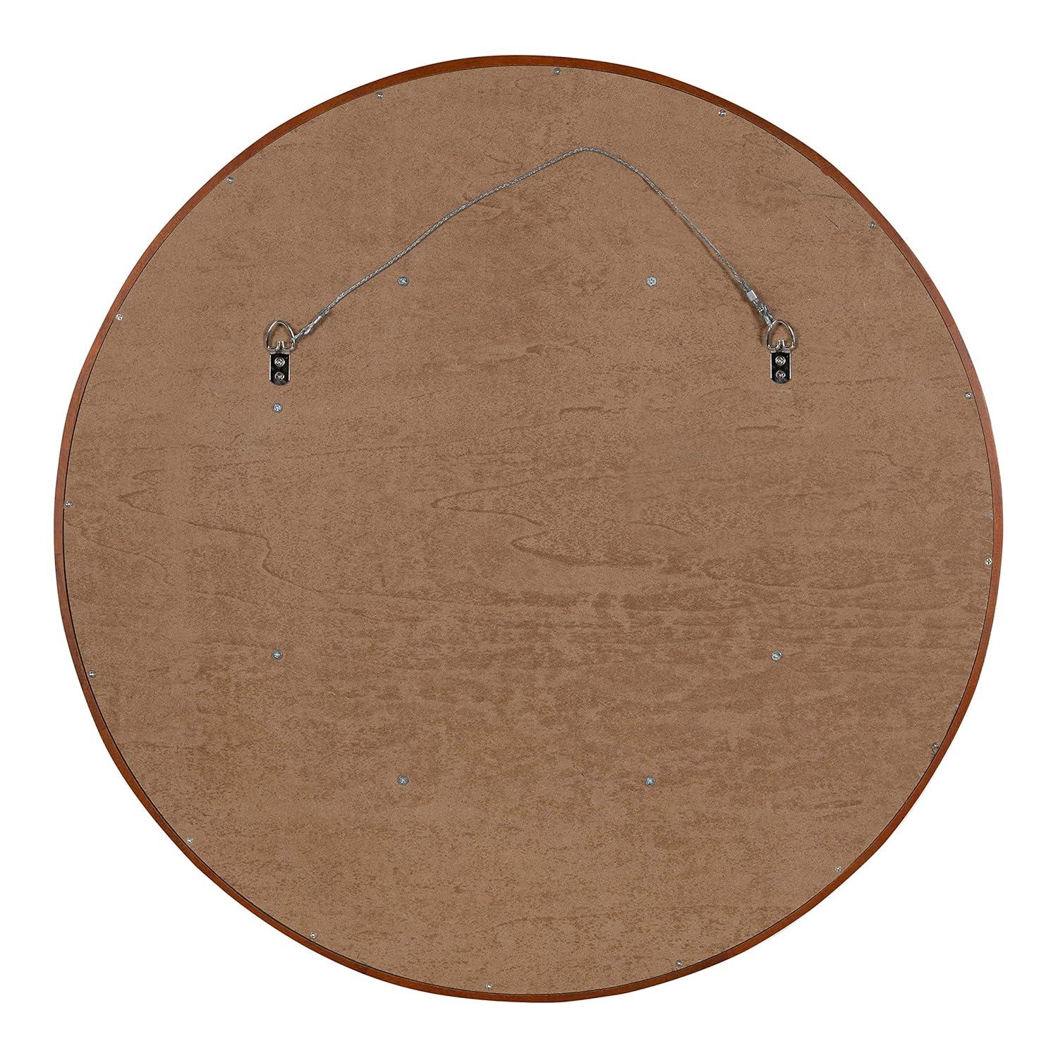 Kate & Laurel All Things Decor 30" Evans Round Wall Mirror Walnut Brown: Modern Style, Wood Frame, No Assembly Required
