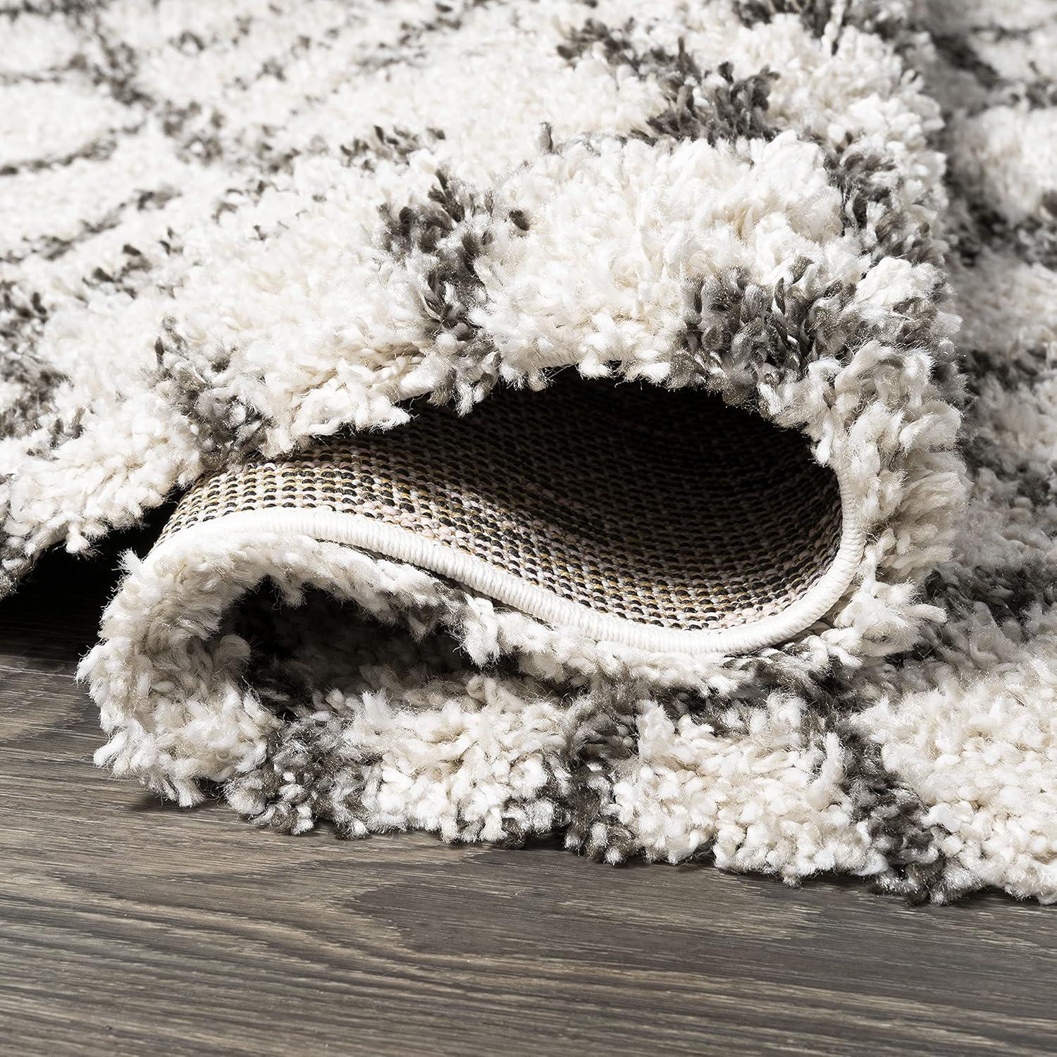8'x10' Algaida Moroccan Diamond Shag Area Rug, Beige/Dark Gray - JONATHAN Y